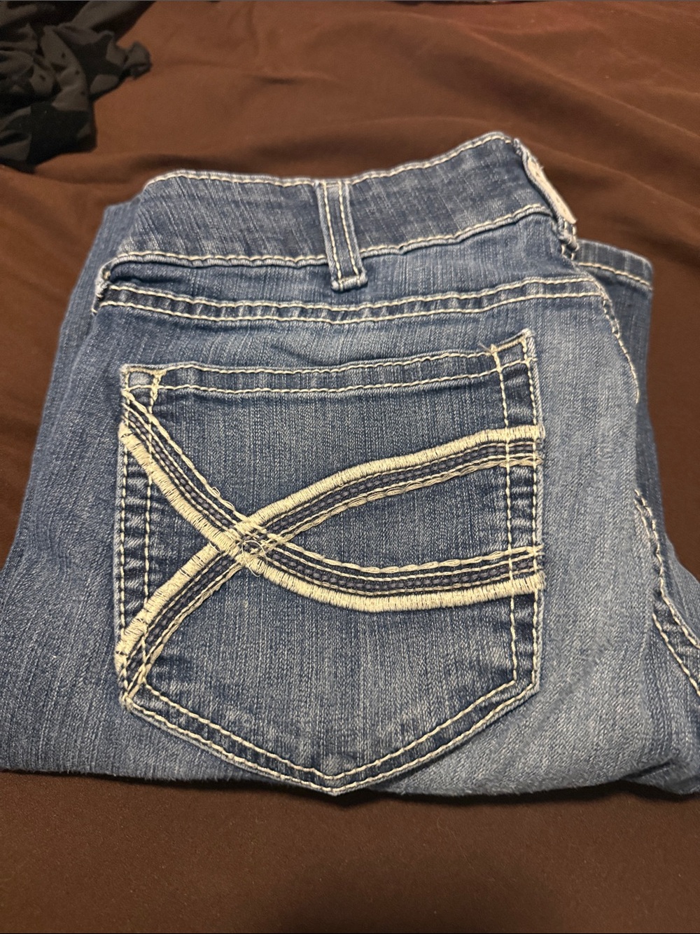 Ariat Blue Boot Cut Women's Jeans with Contrast Pocket Stitching